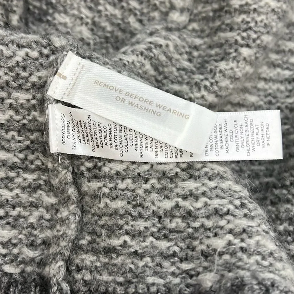 LOFT Women's Geometric Long Sleeves Shawl Lapel Open Front Cardigan Gray Medium - Picture 5 of 7